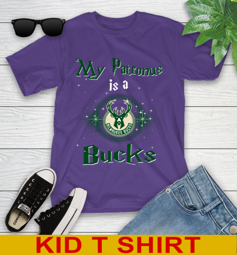 NBA Basketball Harry Potter My Patronus Is A Milwaukee Bucks Youth T-Shirt 4 NBA Basketball Harry Potter My Patronus Is A Milwaukee Bucks Youth T-Shirt - Image 4
