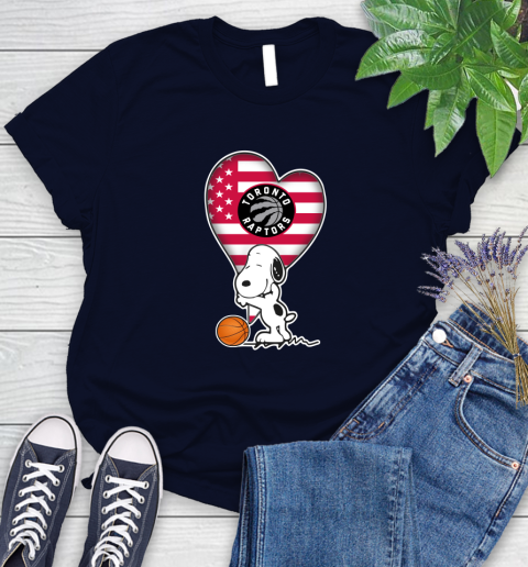 Toronto Raptors NBA Basketball The Peanuts Movie Adorable Snoopy Women's T-Shirt 3