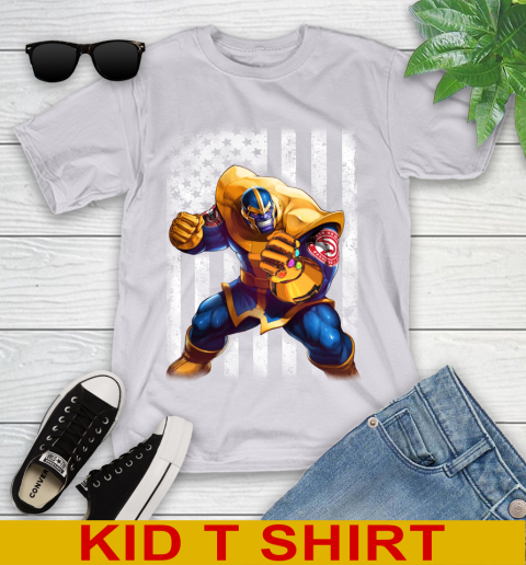 NBA Basketball Atlanta Hawks Thanos Marvel American Flag Shirt Youth T-Shirt 4