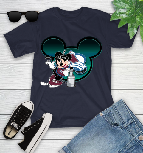 NHL Colorado Avalanche Stanley Cup Mickey Mouse Disney Hockey T Shirt Youth T-Shirt 3