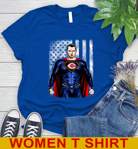 MLB Baseball Cincinnati Reds Superman DC Shirt Women's T-Shirt - Image 11