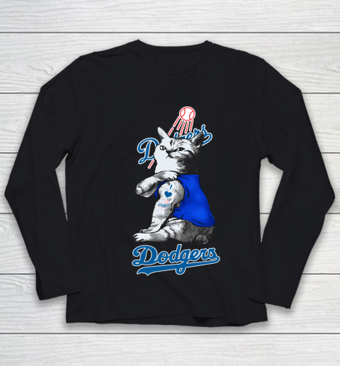 MLB Baseball My Cat Loves Los Angeles Dodgers Youth Long Sleeve