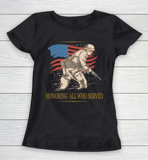 Veteran Shirt Honoring All Who Served Veterans With USA Flag Women's T-Shirt