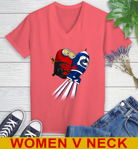 NHL Hockey Vancouver Canucks Deadpool Minion Marvel Shirt Women's V-Neck T-Shirt 6