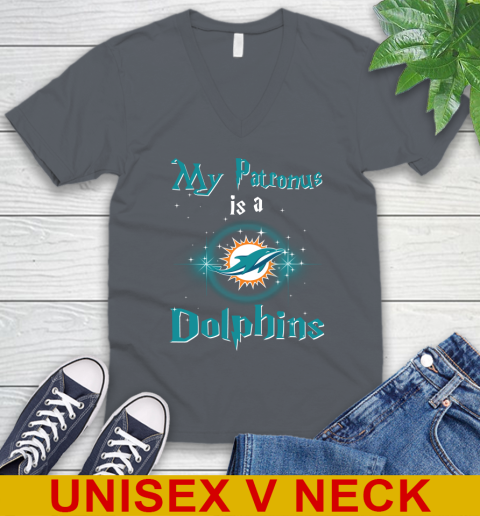 NFL Football Harry Potter My Patronus Is A Miami Dolphins V-Neck T-Shirt 4