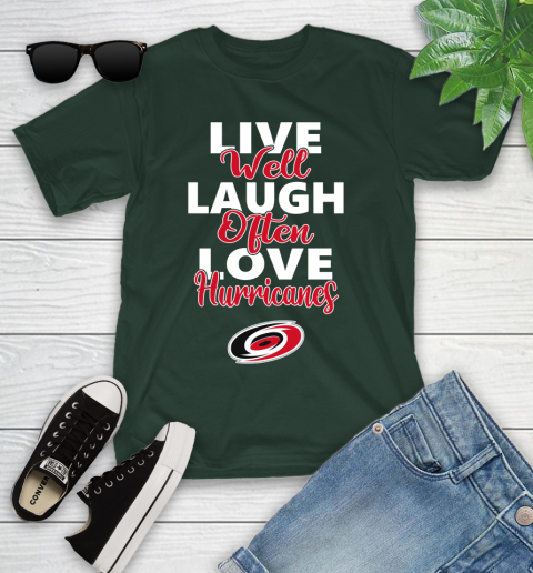 NHL Hockey Carolina Hurricanes Live Well Laugh Often Love Shirt Youth T-Shirt 4