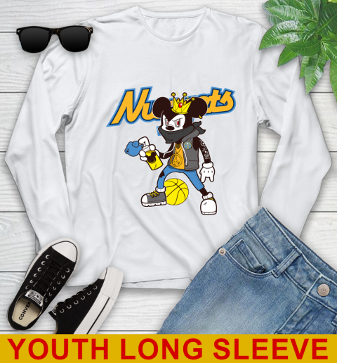 Denver Nuggets NBA Basketball Mickey Peace Sign Sports Youth Long Sleeve