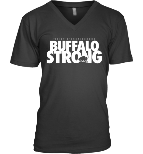 Feedmore WNY The City Of Great Neighbors Buffalo Strong V-Neck T-Shirt