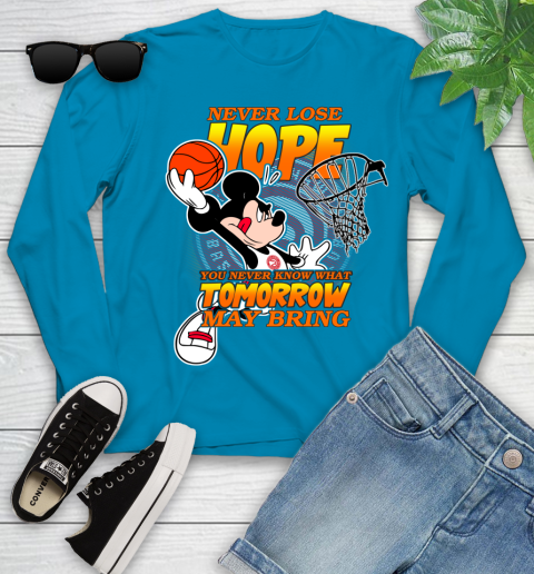 Atlanta Hawks NBA Basketball Mickey Disney Never Lose Hope Youth Long Sleeve 8
