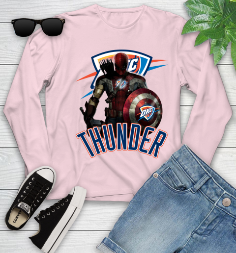 Oklahoma City Thunder NBA Basketball Captain America Thor Spider Man Hawkeye Avengers Youth Long Sleeve 10