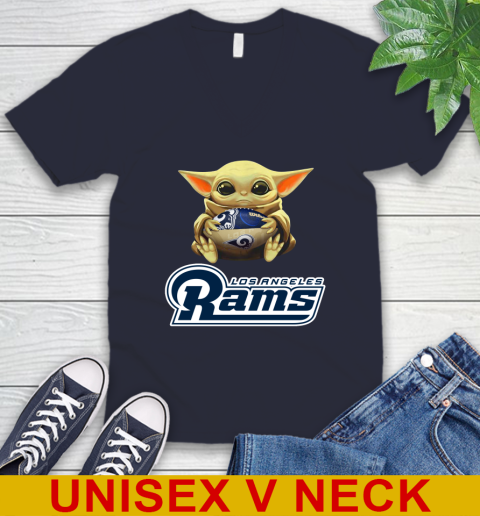NFL Football Los Angeles Rams Baby Yoda Star Wars Shirt V-Neck T-Shirt 3