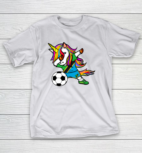 Dabbing Unicorn Tanzania Football Tanzanian Flag Soccer T-Shirt 12