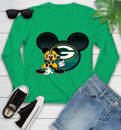 NFL Green Bay Packers Mickey Mouse Disney Football T Shirt Youth Long Sleeve 6