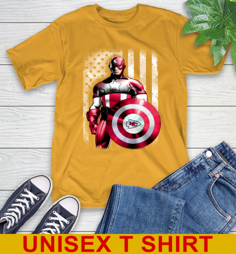 Kansas City Chiefs NFL Football Captain America Marvel Avengers American Flag Shirt T-Shirt 2