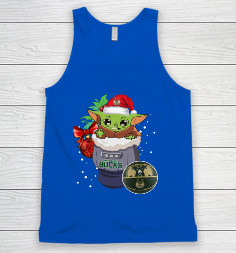 Milwaukee Bucks Christmas Baby Yoda Star Wars Funny Happy NBA Tank Top 5