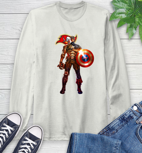 NFL Captain America Marvel Avengers Endgame Football Sports Tampa Bay Buccaneers Long Sleeve T-Shirt 12