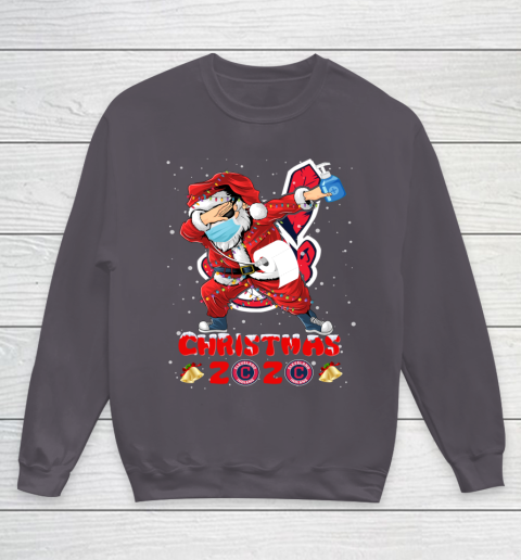 Cleveland Indians Funny Santa Claus Dabbing Christmas 2020 MLB Youth Sweatshirt 5