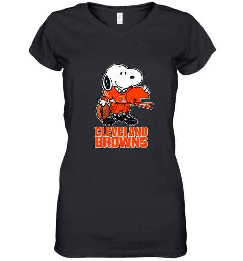 Snoopy A Strong And Proud Cleveland Browns Player NFL Women's V-Neck T-Shirt