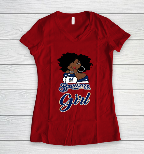 Milwaukee Brewerss Girl MLB Women's V-Neck T-Shirt 10