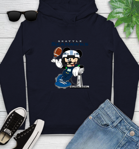 NFL Seattle Seahawks Mickey Mouse Disney Super Bowl Football T Shirt Youth Hoodie 4