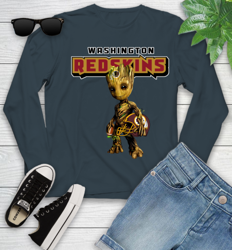 Washington Redskins NFL Football Groot Marvel Guardians Of The Galaxy Youth Long Sleeve 8