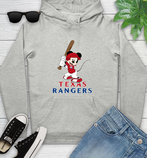 MLB Baseball Texas Rangers Cheerful Mickey Mouse Shirt Youth Hoodie 2