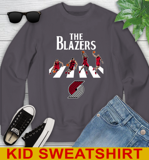 NBA Basketball Portland Trail Blazers The Beatles Rock Band Shirt Youth Sweatshirt - Image 6