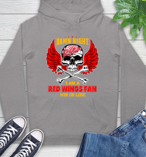 NHL Damn Right I Am A Detroit Red Wings Win Or Lose Skull Hockey Sports Hoodie 6