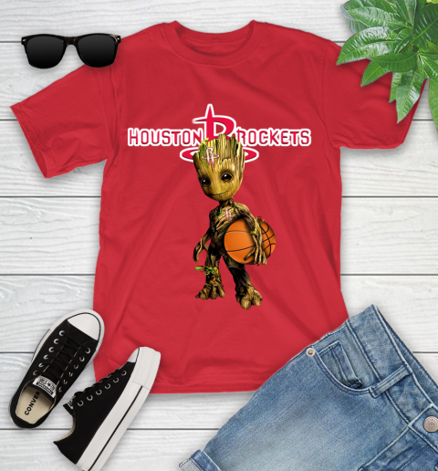 Houston Rockets NBA Basketball Groot Marvel Guardians Of The Galaxy Youth T-Shirt 10