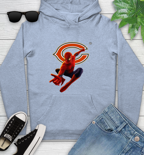 NFL Spider Man Avengers Endgame Football Chicago Bears Youth Hoodie 10