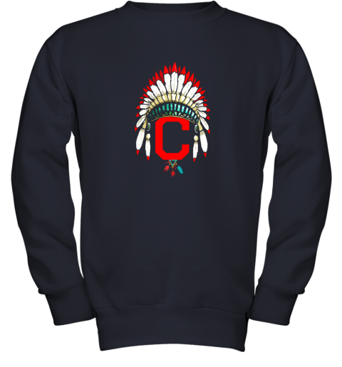 xjdm new cleveland hometown indian tribe vintage for baseball youth sweatshirt 47 front navy