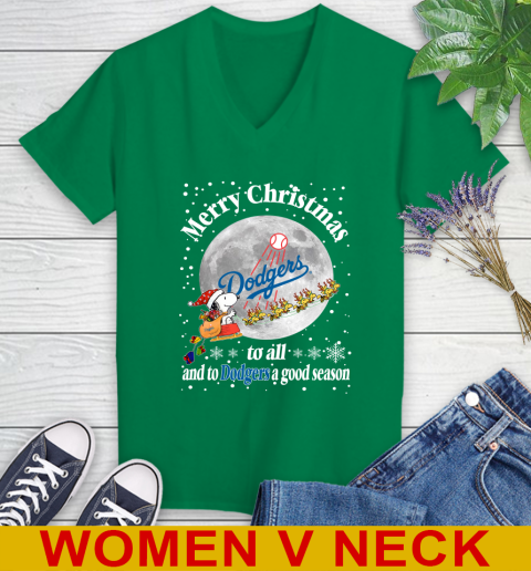 Los Angeles Dodgers Merry Christmas To All And To Dodgers A Good Season MLB Baseball Sports Women's V-Neck T-Shirt 5