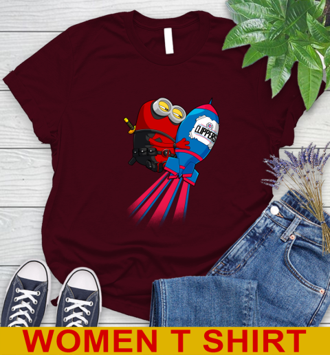 NBA Basketball LA Clippers Deadpool Minion Marvel Shirt Women's T-Shirt 6