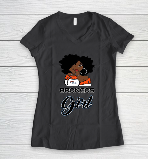 Denver Broncos Girl NFL Women's V-Neck T-Shirt 8