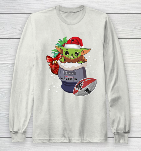 Atlanta Falcons Christmas Baby Yoda Star Wars Funny Happy NFL Long Sleeve T-Shirt 12