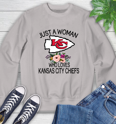 NFL Just A Woman Who Loves Kansas City Chiefs Football Sports Sweatshirt 9