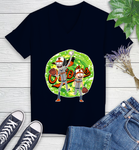 MLB Baltimore Orioles Rick And Morty Baseball Sports Women's V-Neck T-Shirt 3