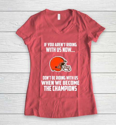 NFL Cleveland Browns Football We Become The Champions Women's V-Neck T-Shirt 4