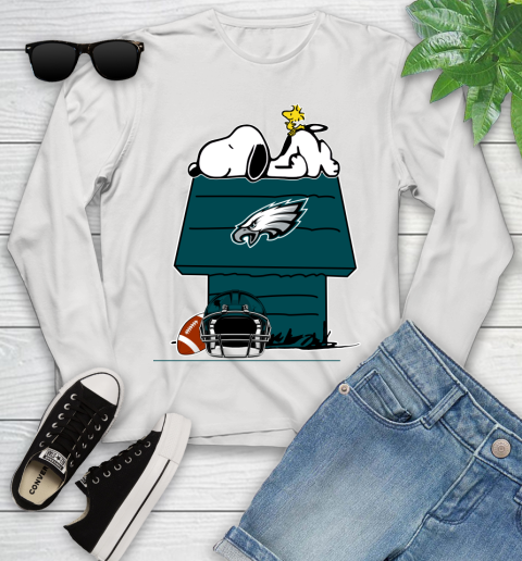 Philadelphia Eagles NFL Football Snoopy Woodstock The Peanuts Movie Youth Long Sleeve