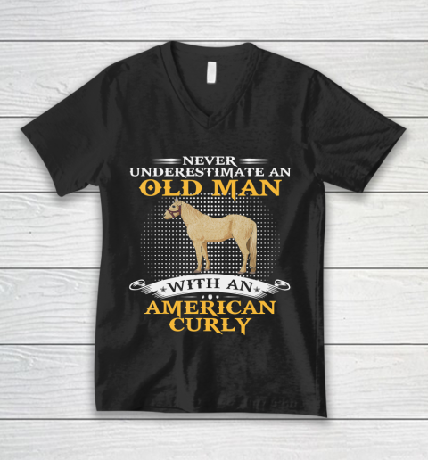 Father gift shirt Mens Never Underestimate An Old Man With An American Curly Horse T Shirt V-Neck T-Shirt