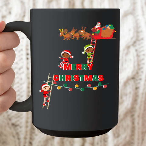 Merry Christmas With Elves Ceramic Mug 15oz