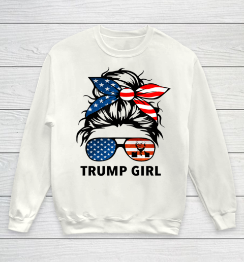 Trump Girl American Flag Glass Youth Sweatshirt