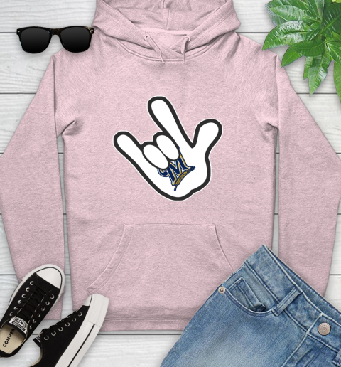 Milwaukee Brewers MLB Baseball Mickey Rock Hand Disney Youth Hoodie 11 Milwaukee Brewers MLB Baseball Mickey Rock Hand Disney Youth Hoodie - Image 11