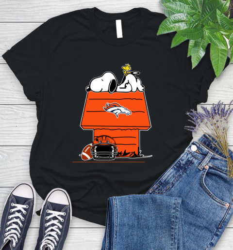 Denver Broncos NFL Football Snoopy Woodstock The Peanuts Movie Women's T-Shirt 2