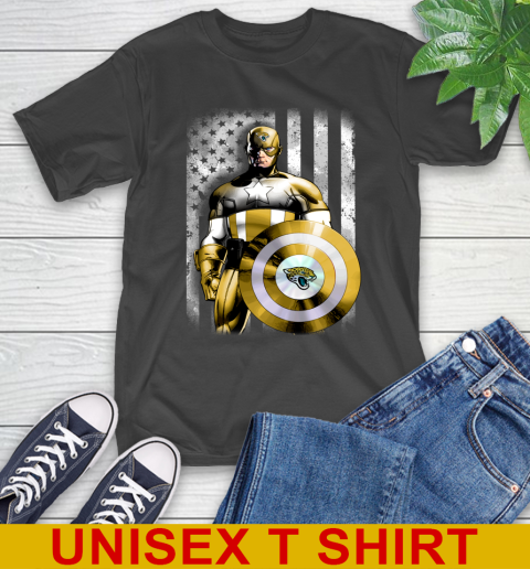 Jacksonville Jaguars NFL Football Captain America Marvel Avengers American Flag Shirt T-Shirt