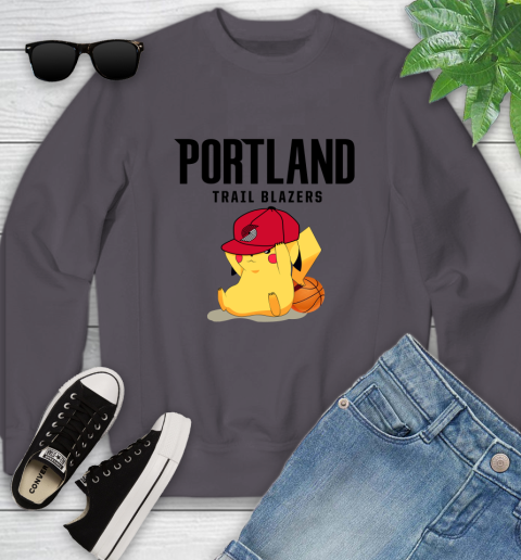 NBA Pikachu Basketball Sports Portland Trail Blazers Youth Sweatshirt 6