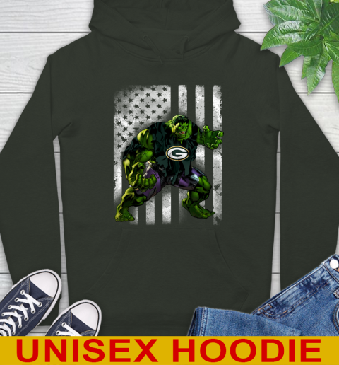 Green Bay Packers Hulk Marvel Avengers NFL Football American Flag Hoodie 12