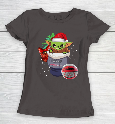 Houston Rockets Christmas Baby Yoda Star Wars Funny Happy NBA Women's T-Shirt 8