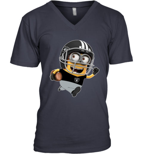 NFL Oakland Raiders Minions Disney Football Sports 8GXnQ9jr1IY v neck unisex 8 95 151514 front navy