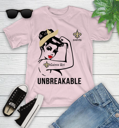 NFL New Orleans Saints Girl Unbreakable Football Sports Youth T-Shirt 7